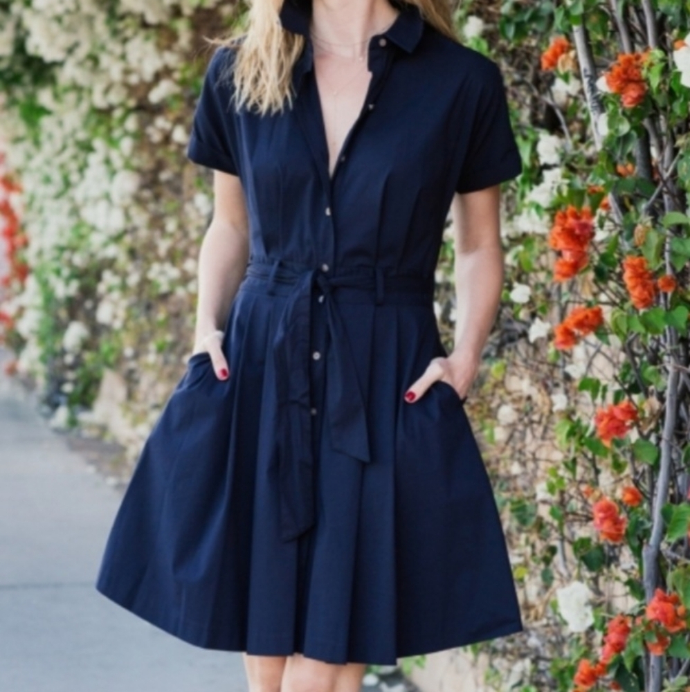 CeCe Dark Blue Mini Shirt Dress